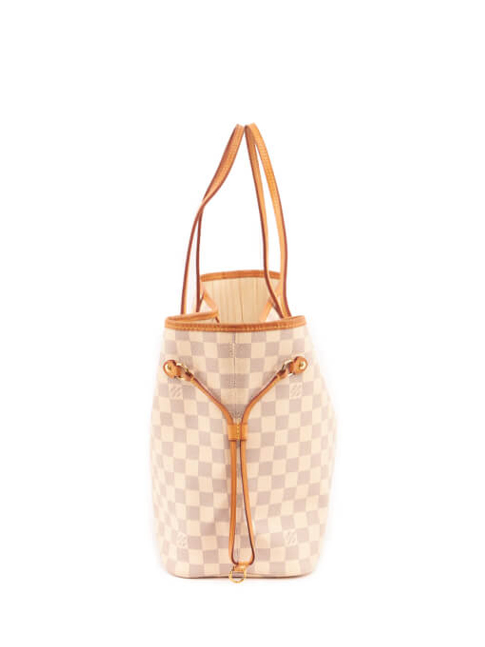 Louis Vuitton Neverfull Bag Gm Damier Azur Purse White Leather and Can -  MyDesignerly