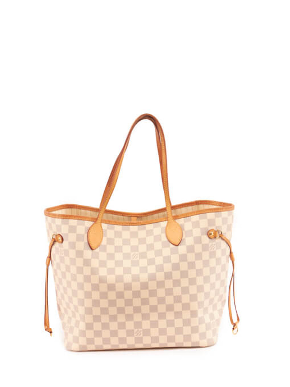 Louis Vuitton Neverfull Bag Gm Damier Azur Purse White Leather and Can -  MyDesignerly