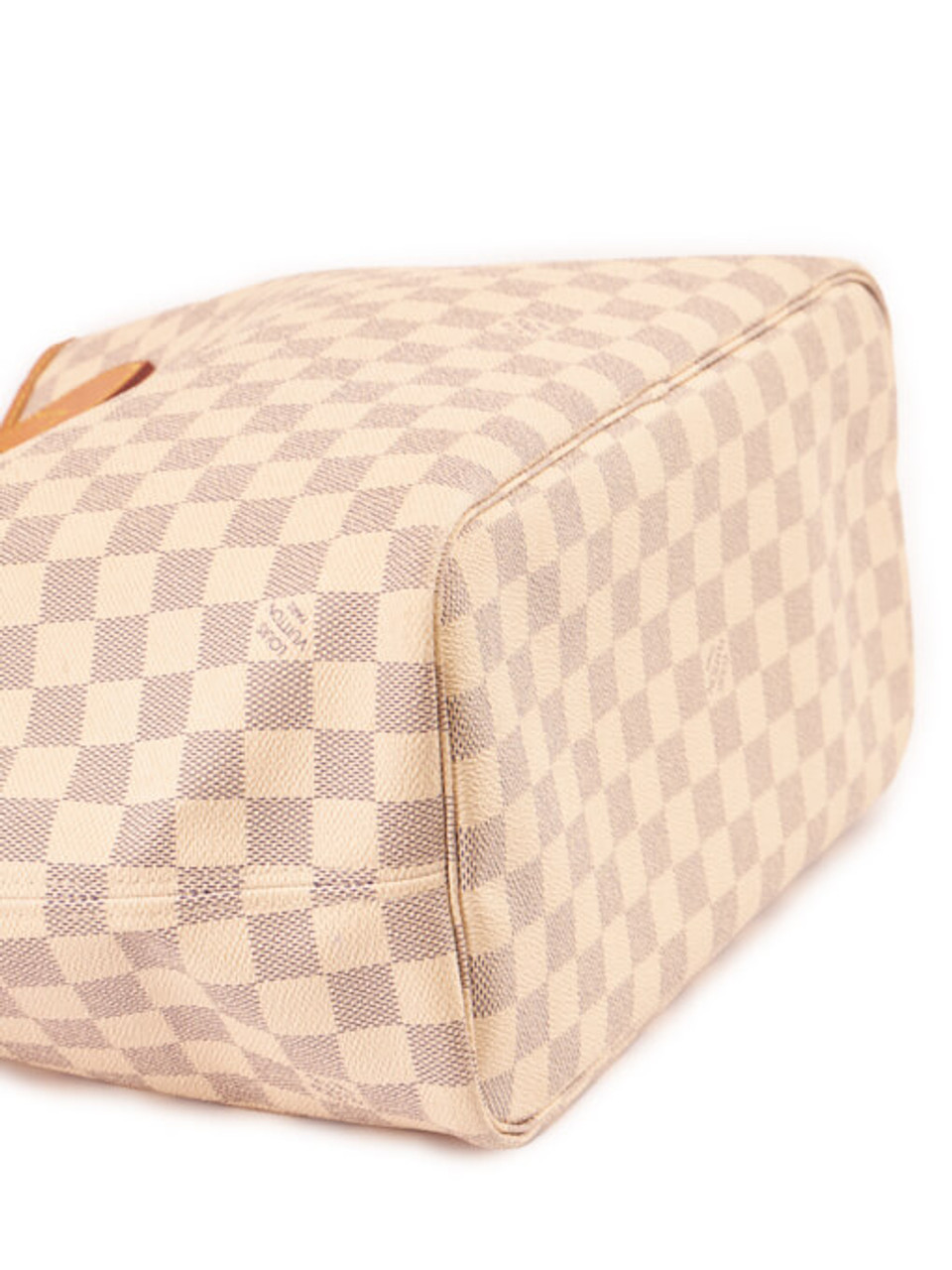 Louis Vuitton Neverfull Bag Gm Damier Azur Purse White Leather and Can -  MyDesignerly