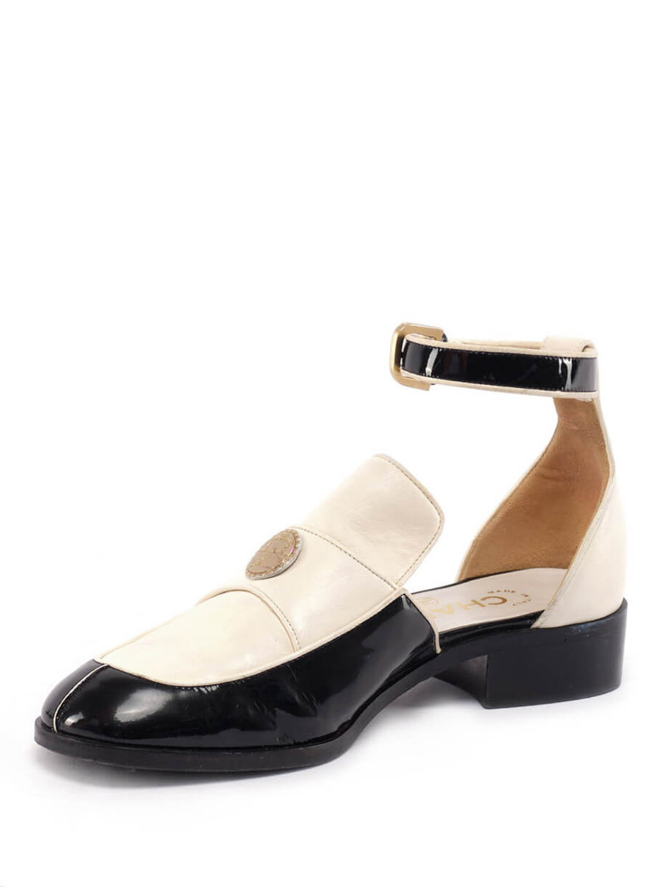 chanel ankle strap loafers