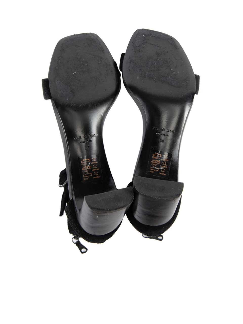 Rag & Bone Black Suede Ankle Strap Heeled Sandals