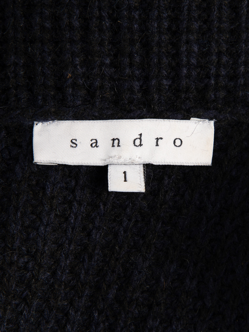 Sandro Black Sleeveless Knitted Roll Neck Jumper with Navy Accents