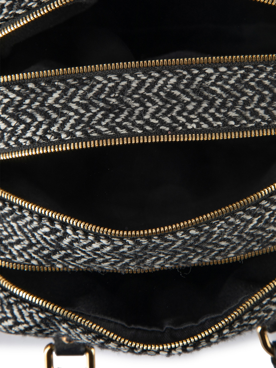 Dolce & Gabbana Black Herringbone Triple Compartment Box Bag