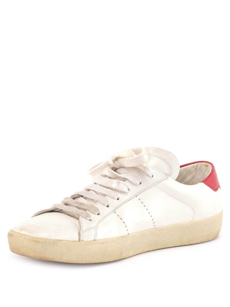 Saint Laurent White Leather Court Sneakers