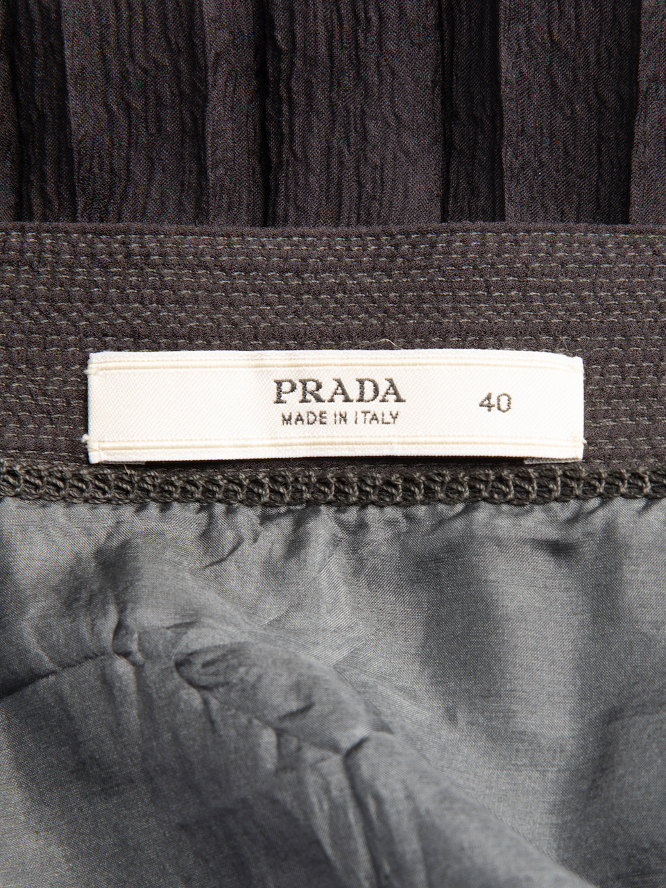 Prada Navy Textured Silk Pleated Skirt