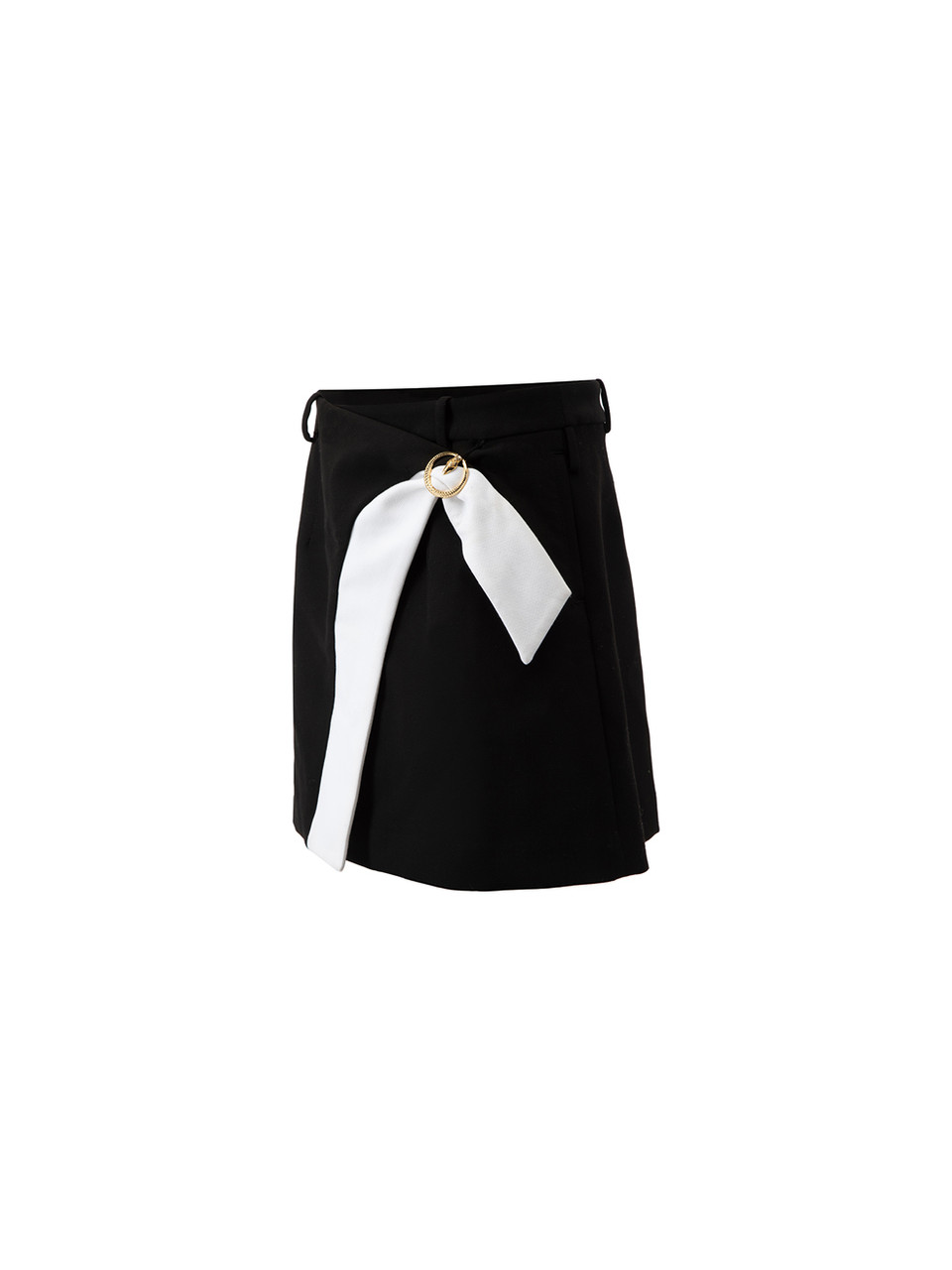 Class Roberto Cavalli Black Mini Skirt with White Bow Detail