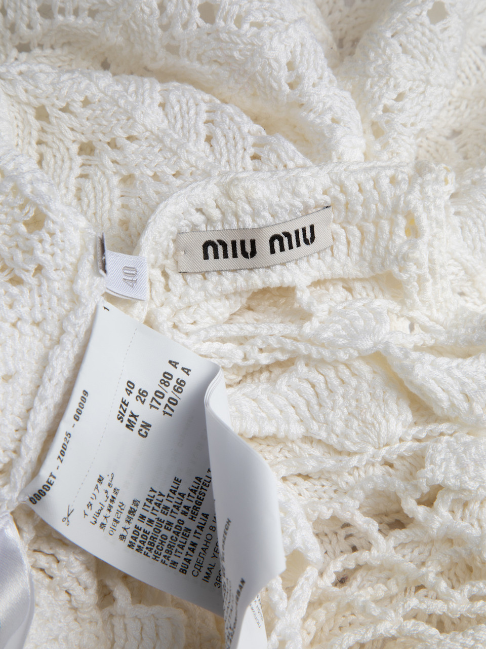 White Crochet Long Sleeve Mini Dress
