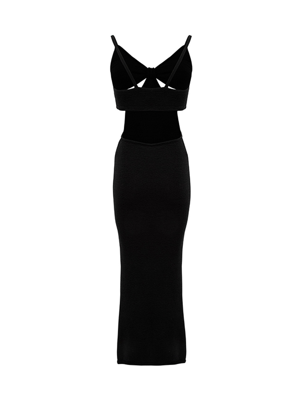 Black Knitted Cut Out Midi Dress