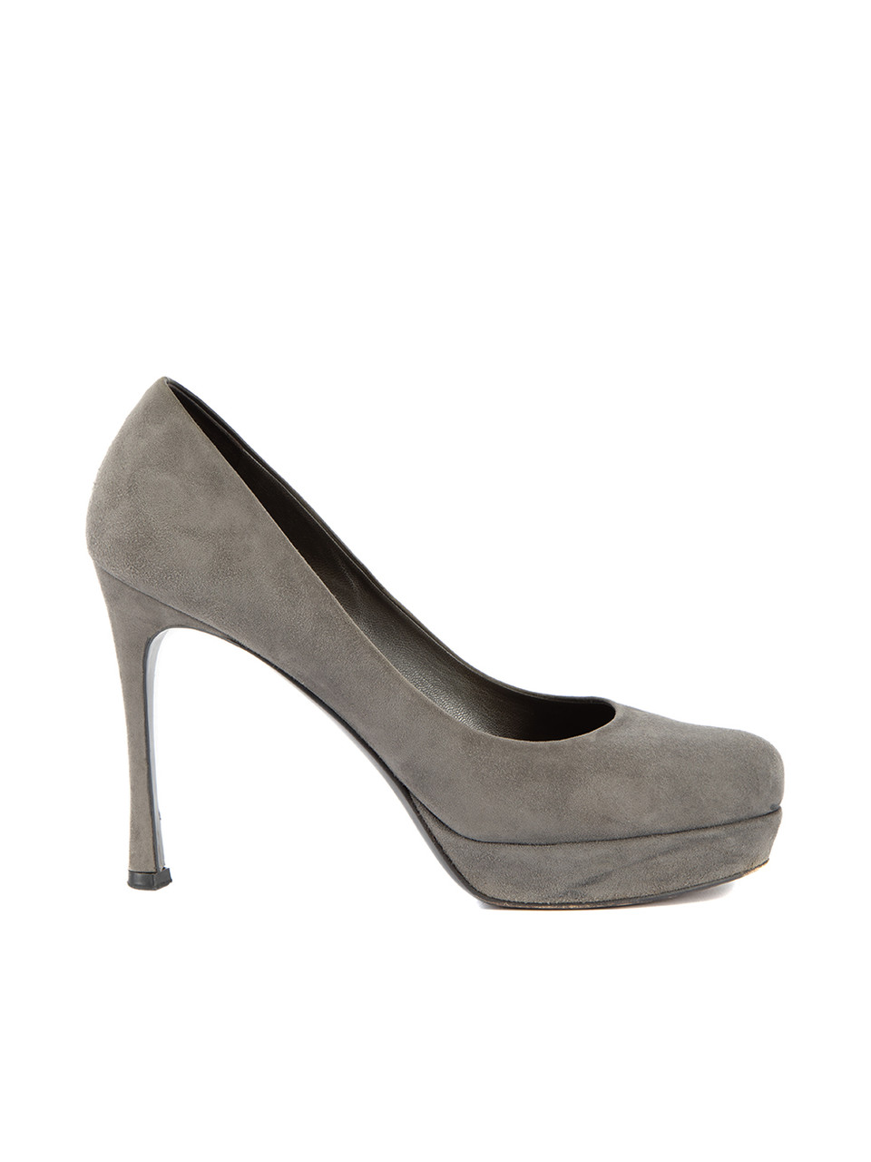 Saint Laurent Grey Suede Platform Round Toe Pumps Saint Laurent Grey Suede Platform Round Toe Pumps