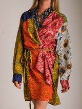 Women Loewe Belted Patchwork Print Wrap Shirt Dress - Multicolour Size M UK 12 US 8 FR 40 Women Loewe Belted Patchwork Print Wrap Shirt Dress - Multicolour Size M UK 12 US 8 FR 40