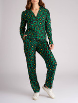 Women La Double J Green Leopard Silk Top & Pant Women La Double J Green Leopard Silk Top & Pant