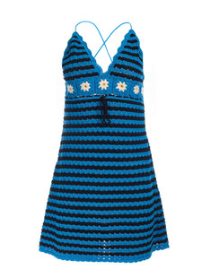 Women Miu MIu Floral Crochet Dress - Blue Size M UK 10 US 6 IT 42 Women Miu MIu Floral Crochet Dress - Blue Size M UK 10 US 6 IT 42