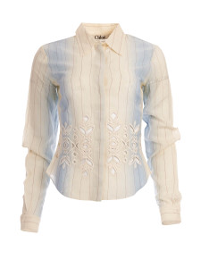 Women Chloé Striped Cut-Out Shirt - White Size M UK 10 US 6 FR 38 Women Chloé Striped Cut-Out Shirt - White Size M UK 10 US 6 FR 38