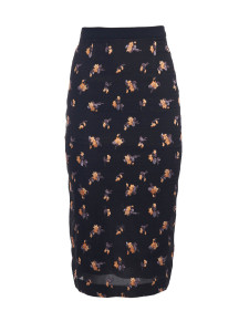 Roland Mouret Black Floral Print Knee-Length Skirt Roland Mouret Black Floral Print Knee-Length Skirt