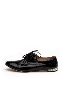 Miu Miu Black Patent Leather Derby Lace Ups Miu Miu Black Patent Leather Derby Lace Ups