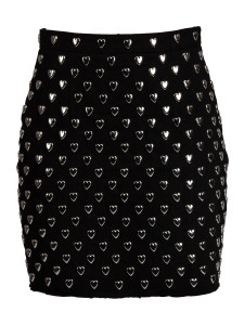 Women Saint Laurent Black Denim Heart Studded Mini Skirt - Size S UK8 US4 Women Saint Laurent Black Denim Heart Studded Mini Skirt - Size S UK8 US4