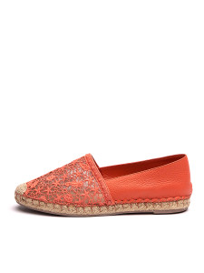 Valentino Garavani Crochet Espadrilles Orange Lace and Leather Valentino Garavani Crochet Espadrilles Orange Lace and Leather