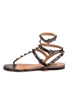 Valentino Garavani Women's Rockstud Accents Leather Gladiator Sandals, 4 UK, Grey, Leather Valentino Garavani Women's Rockstud Accents Leather Gladiator Sandals, 4 UK, Grey, Leather