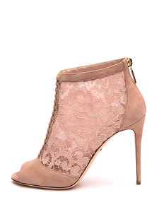 Dolce & Gabbana Women's Lace Open Toe Booties, Size 4 UK, Pink, Suede Dolce & Gabbana Women's Lace Open Toe Booties, Size 4 UK, Pink, Suede