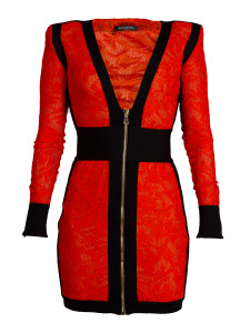 Balmain Structured Mini Dress Red Lace Balmain Structured Mini Dress Red Lace
