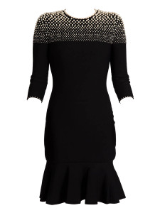 Alexander McQueen Knit Dress With Pearl Neckline Black Viscose Alexander McQueen Knit Dress With Pearl Neckline Black Viscose