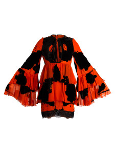Tom Ford Women's Velvet Embroidered Dress, Size 4 UK, Orange Viscose Tom Ford Women's Velvet Embroidered Dress, Size 4 UK, Orange Viscose