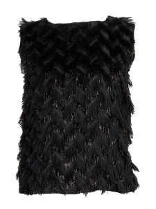 Lanvin Women's Sleeveless Fringe Evening Top, Size 8 UK, Black, Polyester Lanvin Women's Sleeveless Fringe Evening Top, Size 8 UK, Black, Polyester