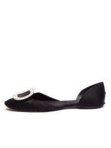Roger Vivier Women's Crystal Embellished Ballerina Flats, Size 5 UK, Black, Satin Roger Vivier Women's Crystal Embellished Ballerina Flats, Size 5 UK, Black, Satin