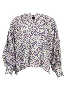 Isabel Marant Women's Printed Collarless Blouse, Size 14 UK, Multicolour, Silk Isabel Marant Women's Printed Collarless Blouse, Size 14 UK, Multicolour, Silk