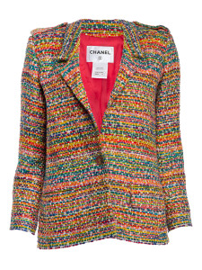Chanel Women's Tweed Blazer Jacket, Size 14 UK, Multicolour, Cotton Chanel Women's Tweed Blazer Jacket, Size 14 UK, Multicolour, Cotton