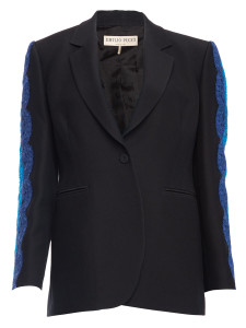 Emilio Pucci Women's Lace-Trimmed Blazer, Size 16 UK, Black, Wool Emilio Pucci Women's Lace-Trimmed Blazer, Size 16 UK, Black, Wool