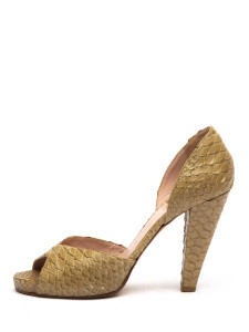 Chloé Women's Peep Toe D'Orsay Pumps, Size 5.5 UK, Beige Patent Leather Chloé Women's Peep Toe D'Orsay Pumps, Size 5.5 UK, Beige Patent Leather