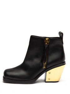 Giuseppe Zanotti Gold Heels Ankle Boots Black Leather Giuseppe Zanotti Gold Heels Ankle Boots Black Leather
