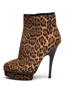 Yves Saint Laurent Women's Platform Leopard Boot Heels, Size 5.5 UK, Brown Pony Hair Yves Saint Laurent Women's Platform Leopard Boot Heels, Size 5.5 UK, Brown Pony Hair