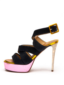 Giuseppe Zanotti Women's Colourblock Platform Sandals, Size 5.5 UK, Black Suede Giuseppe Zanotti Women's Colourblock Platform Sandals, Size 5.5 UK, Black Suede
