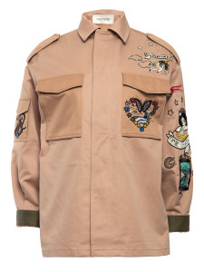 Valentino Garavani Embroidered Utility Jacket Beige Cotton Valentino Garavani Embroidered Utility Jacket Beige Cotton