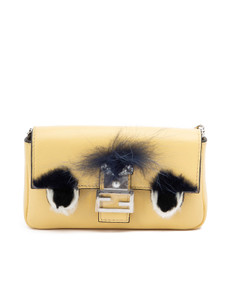 Fendi Women's Monster Baguette Yellow Leather Fendi Women's Monster Baguette Yellow Leather