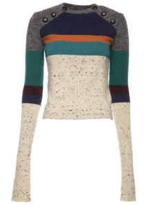 Isabel Marant Hatfield Button-Detailed Ribbed Wool-Blend Sweater, Size 10 UK Isabel Marant Hatfield Button-Detailed Ribbed Wool-Blend Sweater, Size 10 UK