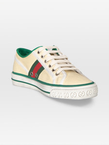 Gucci Beige Tennis 1977 Web Stripe Trainers