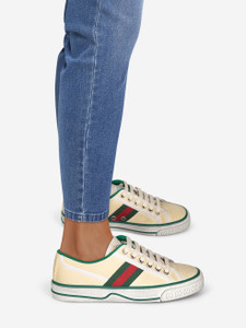 Gucci Beige Tennis 1977 Web Stripe Trainers