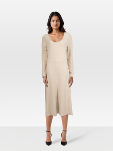 Vince Beige Knit Midi Dress