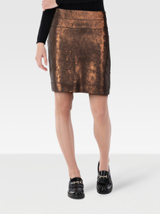 Herve Leger Copper Sequin Mini Skirt
