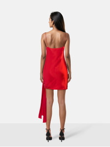 Cinq à Sept Red Silk Knotted Detail Mini Dress
