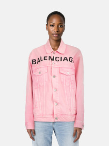 Balenciaga Pink Denim Logo Oversized Jacket