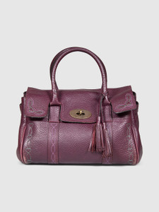 Mulberry Burgundy Leather Embroidered Bayswater