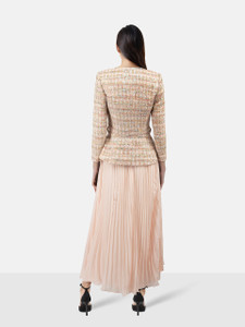 Self-Portrait Pink Tweed Jacket & Pleated Skirt Set