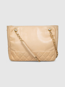 Chanel 2003-2004 Beige Leather Matelassé Shoulder Bag