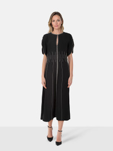 ME+EM Black Contrast Stitch Midi Dress
