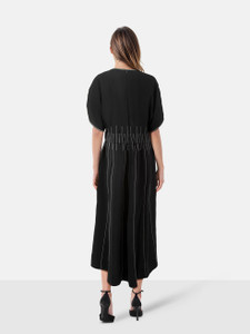 ME+EM Black Contrast Stitch Midi Dress
