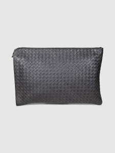Bottega Veneta Black Intrecciato Leather Clutch